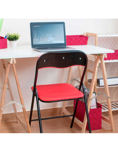 Tradineur - Silla plegable de metal con asiento y respaldo acolchado, conteras antideslizantes y reposapiés, hogar, terraza, jar
