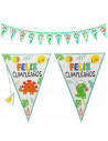 Tradineur - Guirnalda de cumpleaños de cartón con 12 banderines de dinosaurios, "Feliz cumpleaños", decoración para fiestas, cel