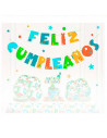 Tradineur - Guirnalda de cumpleaños de cartón, 15 letras de diseño de dinosaurios , Feliz cumpleaños, decoración para fiestas, c