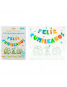 Tradineur - Guirnalda de cumpleaños de cartón, 15 letras de diseño de dinosaurios , Feliz cumpleaños, decoración para fiestas, c