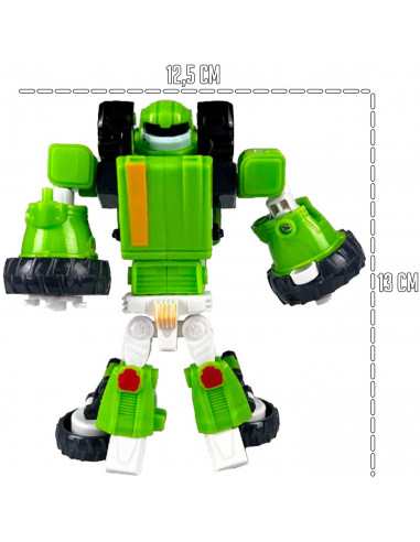 Tradineur - Robot articulable transformable en tractor - Fabricado en España - 2 Modos de transformación - 13 x 12,5 x 6 cm - Co