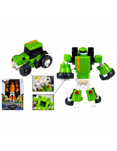 Tradineur - Robot articulable transformable en tractor - Fabricado en España - 2 Modos de transformación - 13 x 12,5 x 6 cm - Co