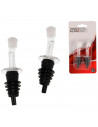 Tradineur - Pack de 2 tapones vertedores de plástico, incluyen tapa antigoteo, dosificadores, boquillas para botellas de vino, l