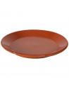 Plato llano de cerámica de barro, de 28 cm de diámetro y 3,2 cm de altura. Recipiente para servir comida de diseño tradicional,