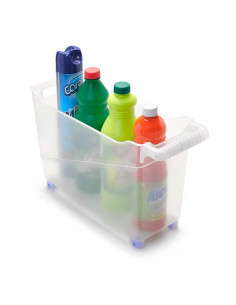 Tradineur - Carrito de plástico multiusos con ruedas - 27,8 x 45 x 16,8 cm - Cesta para diversos usos con ruedas para moverlo -