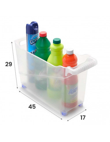 Tradineur - Carrito de plástico multiusos con ruedas - 27,8 x 45 x 16,8 cm - Cesta para diversos usos con ruedas para moverlo -