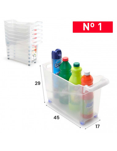 Tradineur - Carrito de plástico multiusos con ruedas - 27,8 x 45 x 16,8 cm - Cesta para diversos usos con ruedas para moverlo -