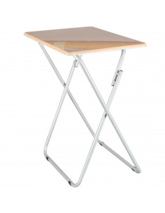 Tradineur - Mesa de madera plegable con estructura metálica, altura fija, patas antideslizantes, portátil, jardín, camping, hoga