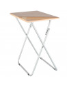 Tradineur - Mesa de madera plegable con estructura metálica, altura fija, patas antideslizantes, portátil, jardín, camping, hoga