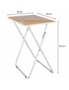 Tradineur - Mesa de madera plegable con estructura metálica, altura fija, patas antideslizantes, portátil, jardín, camping, hoga