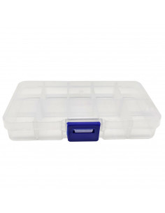 Tradineur - Caja organizadora de plástico con 10 compartimentos y 6 separadores removibles, almacenaje de tornillos, tuercas, ac