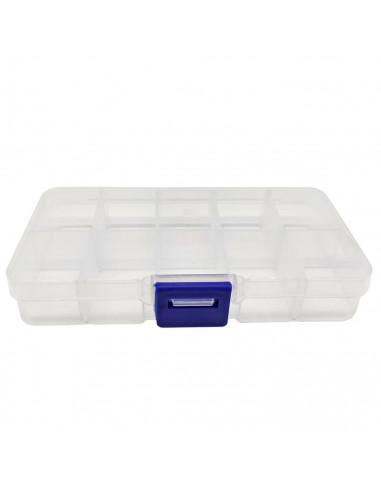 Tradineur - Caja organizadora de plástico con 10 compartimentos y 6 separadores removibles, almacenaje de tornillos, tuercas, ac