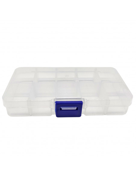 Tradineur - Caja organizadora de plástico con 10 compartimentos y 6 separadores removibles, almacenaje de tornillos, tuercas, ac