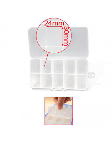 Tradineur - Caja organizadora de plástico con 10 compartimentos y 6 separadores removibles, almacenaje de tornillos, tuercas, ac