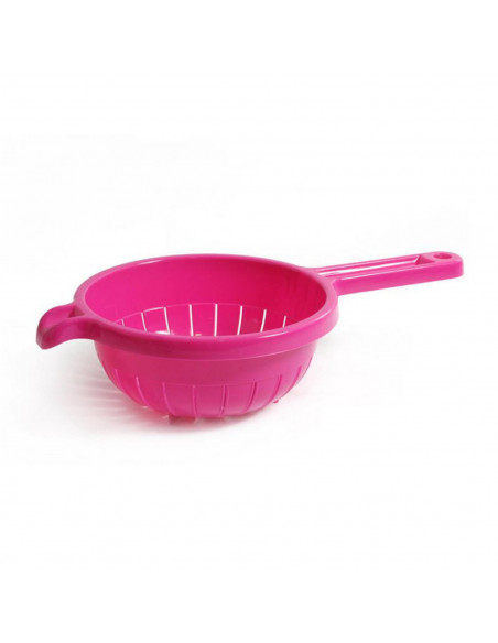 Escurridor de plástico con mango, diámetro 19 cm, colador de cocina para escurrir verduras, fruta, pasta, arroz, con agujero par