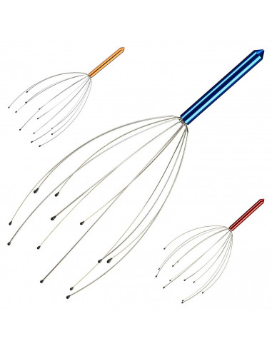 Tradineur - Masajeador de cabeza con 12 varillas flexibles, araña de masaje, relajación y alivio terapéutico del estrés, relax,