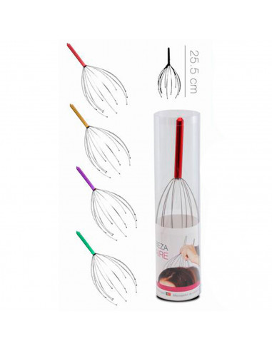 Tradineur - Masajeador de cabeza con 12 varillas flexibles, araña de masaje, relajación y alivio terapéutico del estrés, relax,