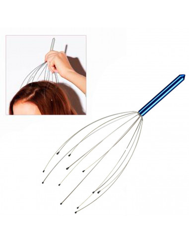 Tradineur - Masajeador de cabeza con 12 varillas flexibles, araña de masaje, relajación y alivio terapéutico del estrés, relax,