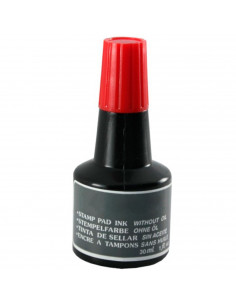Tradineur - Tinta para tampones y sellos, tinta de sellar sin aceite, apta para sellos de oficina, entintado manual (Rojo, 30 ml