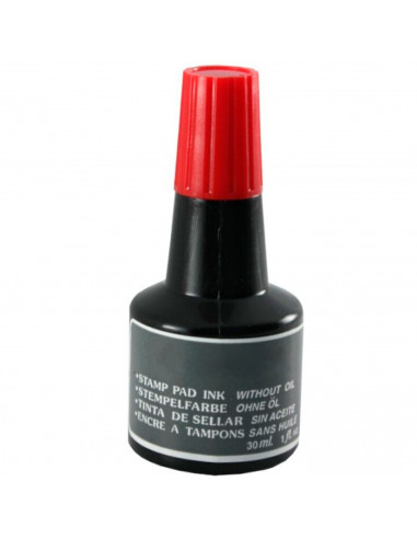 Tradineur - Tinta para tampones y sellos, tinta de sellar sin aceite, apta para sellos de oficina, entintado manual (Rojo, 30 ml