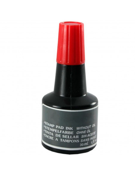 Tradineur - Tinta para tampones y sellos, tinta de sellar sin aceite, apta para sellos de oficina, entintado manual (Rojo, 30 ml