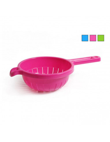 Escurridor de plástico con mango, diámetro 19 cm, colador de cocina para escurrir verduras, fruta, pasta, arroz, con agujero par