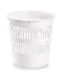 Tradineur - Papelera de plástico con rejilla, cubo para basura, oficina, despacho, estudio, ligera y resistente, fabricada en Es