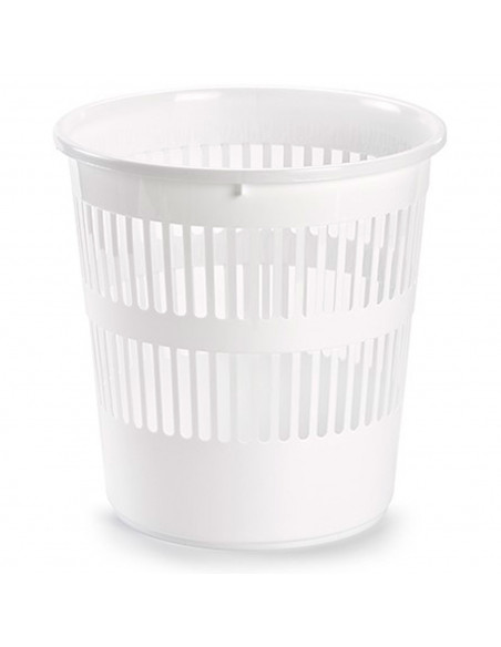 Tradineur - Papelera de plástico con rejilla, cubo para basura, oficina, despacho, estudio, ligera y resistente, fabricada en Es