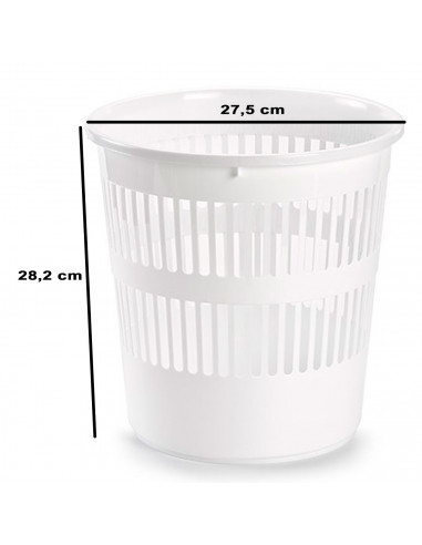 Tradineur - Papelera de plástico con rejilla, cubo para basura, oficina, despacho, estudio, ligera y resistente, fabricada en Es
