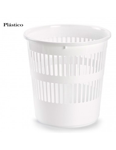 Tradineur - Papelera de plástico con rejilla, cubo para basura, oficina, despacho, estudio, ligera y resistente, fabricada en Es