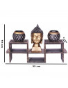 Tradineur - Portavelas zen con cabeza de Buda y 2 velas de té, soporte decorativo, adorno para meditación, relajación, regalo or