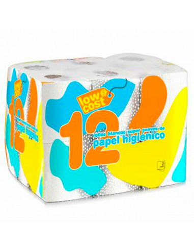 Tradineur - Pack de 12 rollos de papel higiénico, doble capa, extra suave, dermatológicamente testado (Blanco)