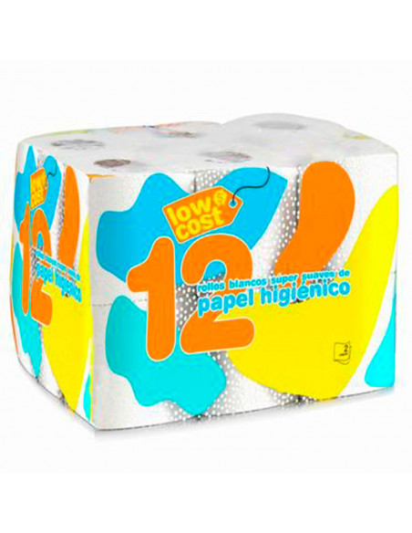 Tradineur - Pack de 12 rollos de papel higiénico, doble capa, extra suave, dermatológicamente testado (Blanco)