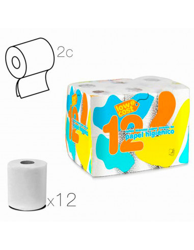 Tradineur - Pack de 12 rollos de papel higiénico, doble capa, extra suave, dermatológicamente testado (Blanco)