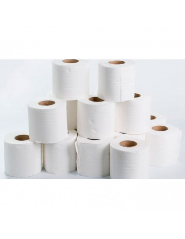 Tradineur - Pack de 12 rollos de papel higiénico, doble capa, extra suave, dermatológicamente testado (Blanco)