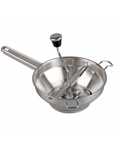 Tradineur - Pasapurés de acero inoxidable con disco fijo, colador manual profesional, hélice con cuchilla, manivela giratoria, a