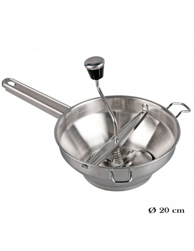Tradineur - Pasapurés de acero inoxidable con disco fijo, colador manual profesional, hélice con cuchilla, manivela giratoria, a