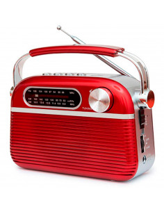 Tradineur - Radio vintage "Blues" portátil con asa, bluetooth, bandas AM/FM/SW, batería recargable, ranuras usb y micro SD, ante