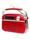 Tradineur - Radio vintage "Blues" portátil con asa, bluetooth, bandas AM/FM/SW, batería recargable, ranuras usb y micro SD, ante