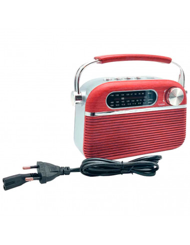 Tradineur - Radio vintage "Blues" portátil con asa, bluetooth, bandas AM/FM/SW, batería recargable, ranuras usb y micro SD, ante