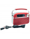Tradineur - Radio vintage "Blues" portátil con asa, bluetooth, bandas AM/FM/SW, batería recargable, ranuras usb y micro SD, ante