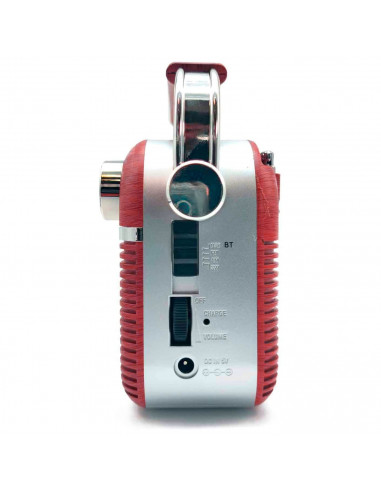 Tradineur - Radio vintage "Blues" portátil con asa, bluetooth, bandas AM/FM/SW, batería recargable, ranuras usb y micro SD, ante