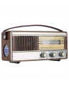 Tradineur - Radio vintage "Soul" portátil con asa y linterna, bluetooth, bandas AM/FM, batería recargable, ranuras usb y micro S