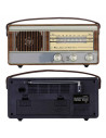 Tradineur - Radio vintage "Soul" portátil con asa y linterna, bluetooth, bandas AM/FM, batería recargable, ranuras usb y micro S