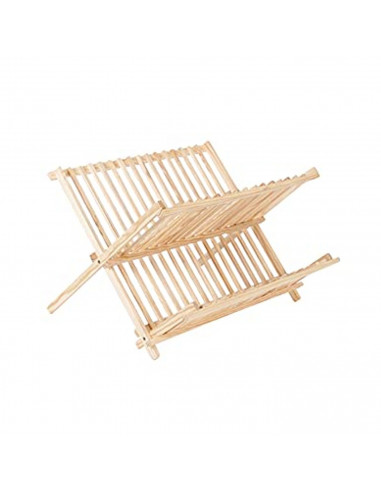 Escurreplatos de madera plegable, escurridor de platos, 43 x 37 x 29 cm, estante, soporte para vajilla, 2 niveles, organizador d