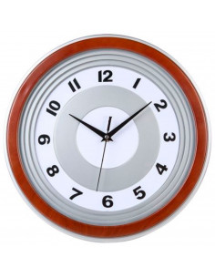 Tradineur - Reloj redondo de pared con números grandes, plástico, silencioso, diseño clásico, sala de estar, cocina, dormitorio,