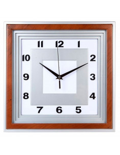 Tradineur - Reloj cuadrado de pared con números grandes, silencioso, plástico, diseño clásico, sala de estar, cocina, dormitorio