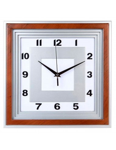 Tradineur - Reloj cuadrado de pared con números grandes, silencioso, plástico, diseño clásico, sala de estar, cocina, dormitorio
