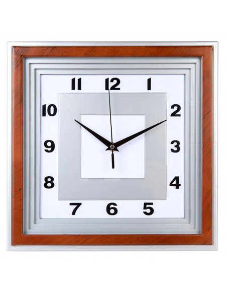 Tradineur - Reloj cuadrado de pared con números grandes, silencioso, plástico, diseño clásico, sala de estar, cocina, dormitorio