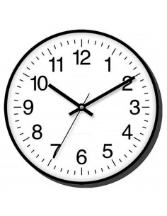 Tradineur - Reloj redondo de pared, silencioso, números grandes, plástico, diseño clásico, sala de estar, cocina, dormitorio, of